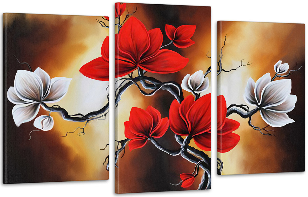 Модульная картина Абстракция Цветы  (53x100см)  Аrt-156_3А 70x130 см Киев - изображение 1