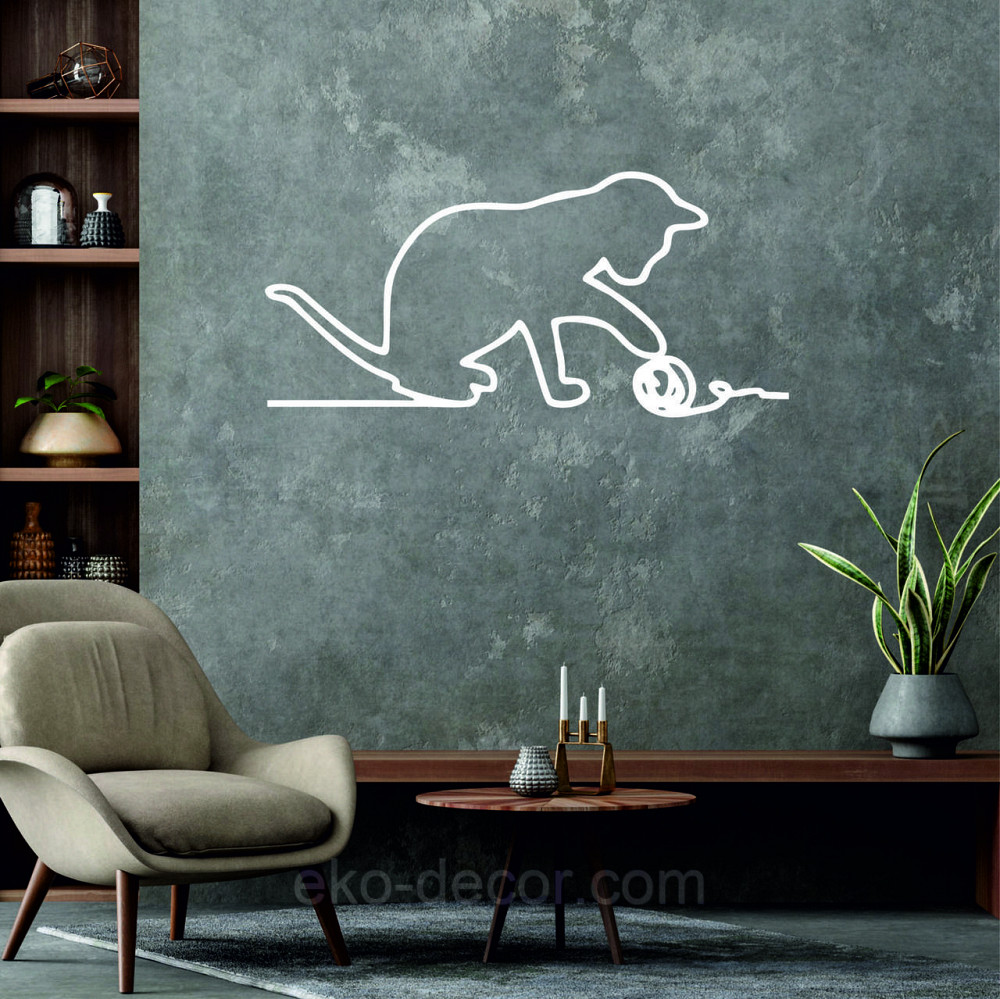 Декоративное настенное 3D Панно «Кот» Декор на стену с объемом 50*24 см, Белый Киев - изображение 6