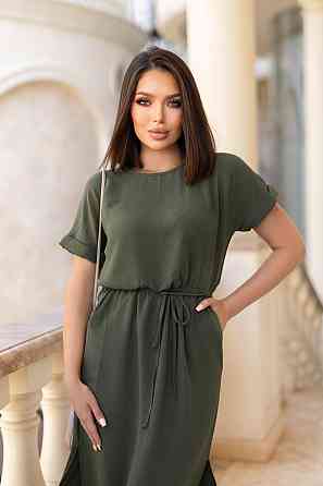 Женское платье миди со шнурком Rea 42-44, Хаки Киев