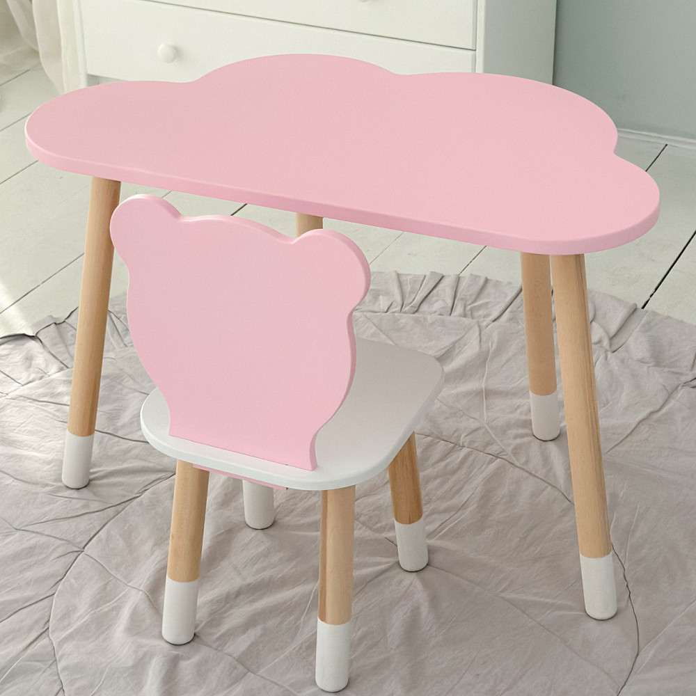 Столик и стульчик для ребенка деревянный набор для рисования и чтения Стол тучка и стул медвежонок детский Киев - изображение 4