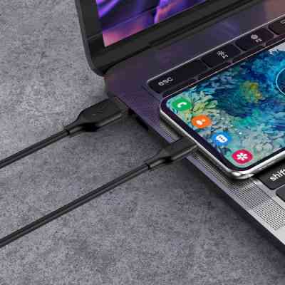 Дата кабель USB 2.0 AM to USB-C 1.0m 3A silicone BX42 black BOROFONE (6931474736765) Винница