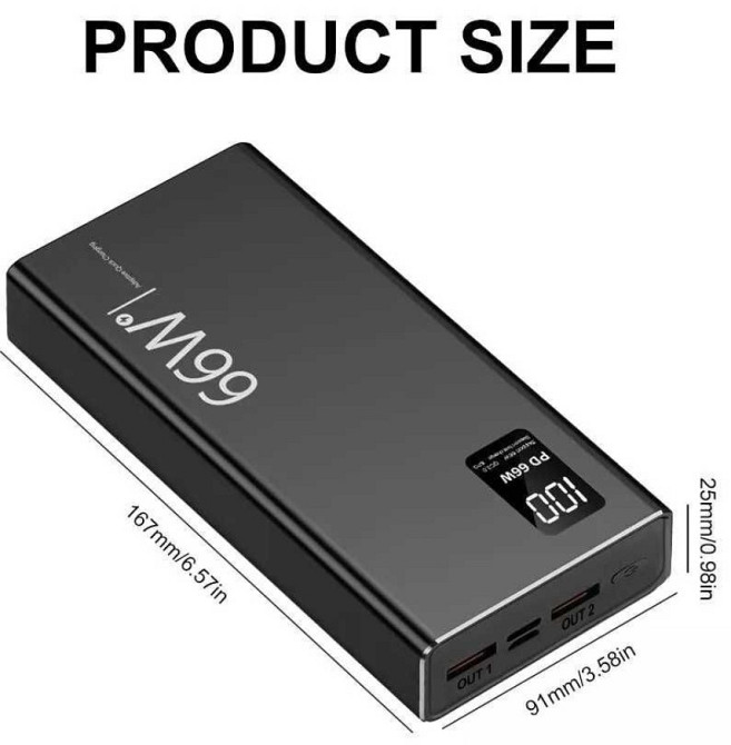 PowerBank(Павербанк)  со сверхбыстрой зарядкой  на 40000 mAh 66W. Киев - изображение 6