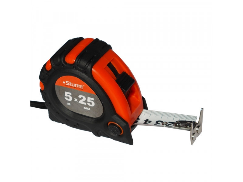 Рулетка 5 мХ25мм 2хстороння шкала та зачіп, магніт Sturm! 3100102 (читувати опис) Рівне - фото 1