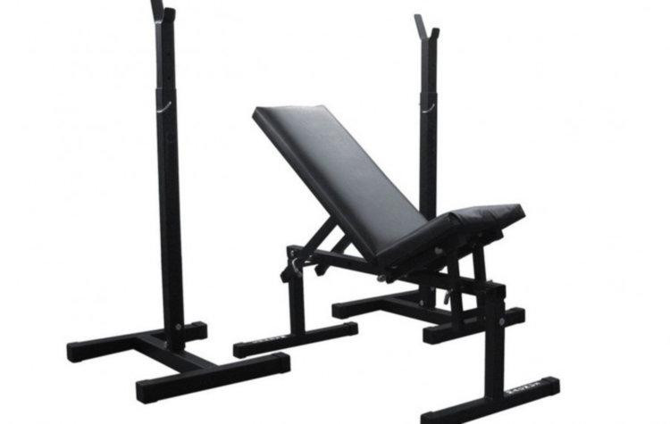 Лавка + стійки + набір штанг з гантелями 90 кг Гантелі, гирі, штанги та диски комплект Київ - фото 2