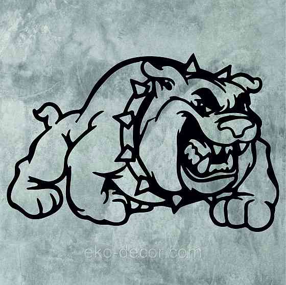 Декоративне настінне Панно «Бульдог - Спайк», Декор на стіну 90*59 см, Чорний Київ