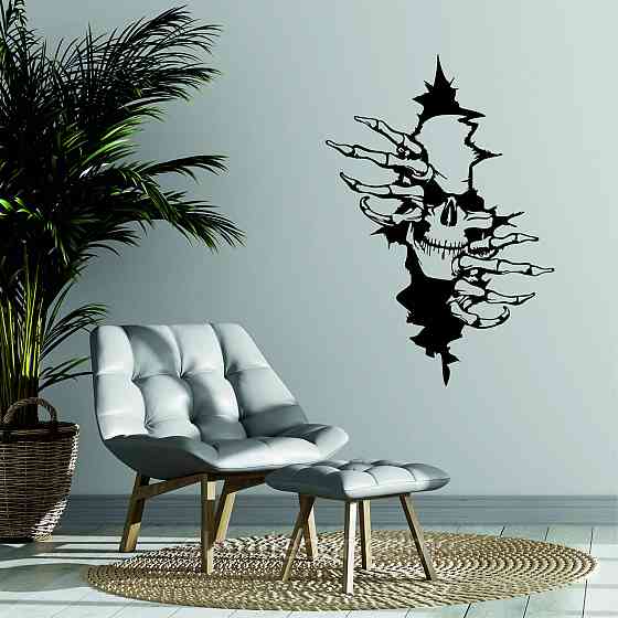 Декоративне настінне Панно «Скелет», Декор на стіну 70*48 см, Чорний Київ