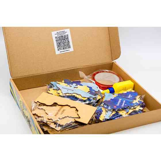 Дерев'яний пазл "Мапа України" Арт-60906 синьо-жовтий 60х90 см Вінниця