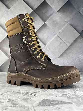 Чоловічі військові берці Тайфун коричневі водонепронекні на хутрі прошиті та проклеєні якісні берці WAR Львів