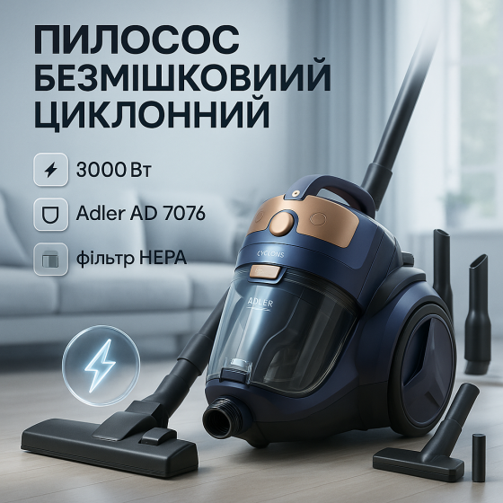 Пылесос с контейнером для уборки шерсти, Вакуумный пылесос с контейнером для мусора UH-43 Львов