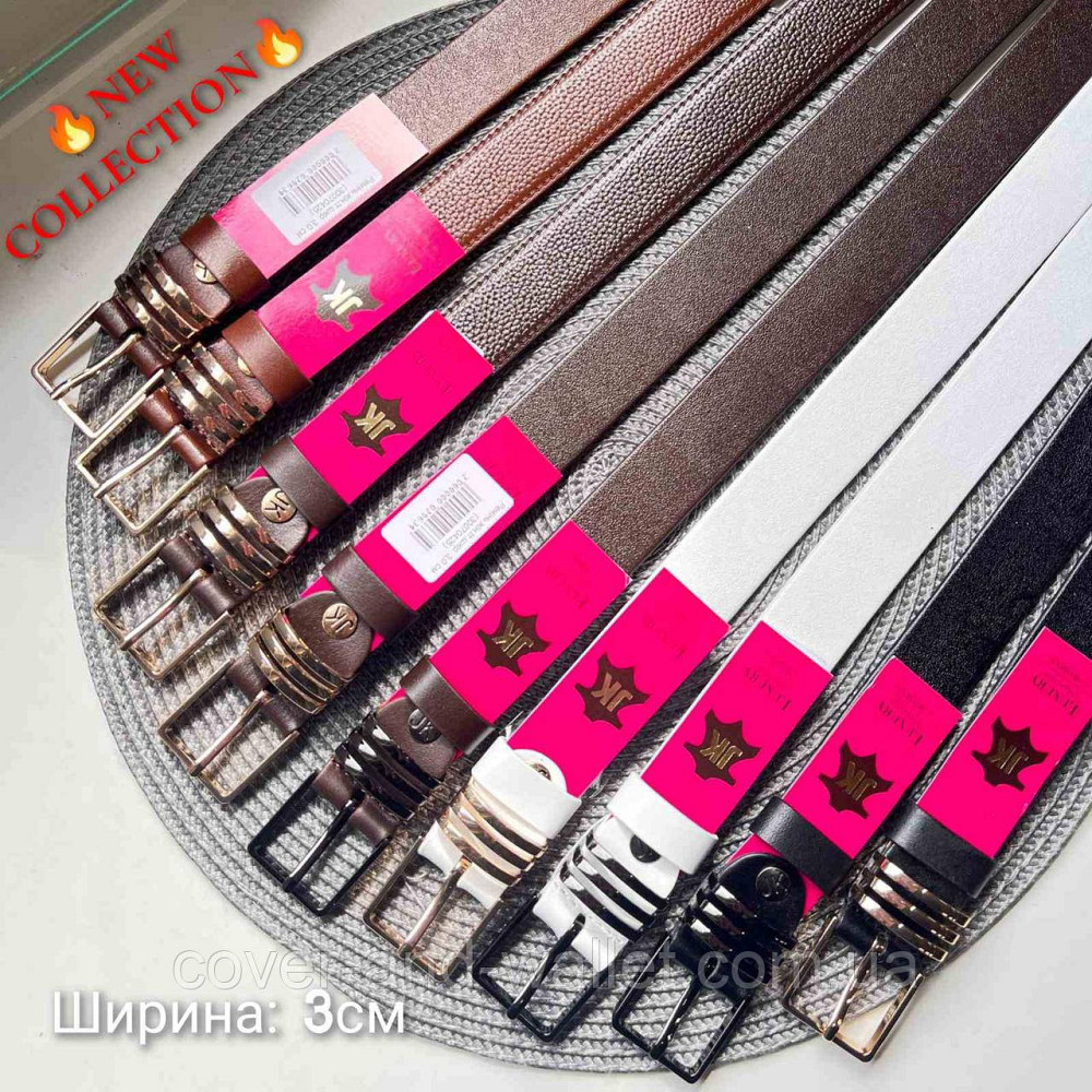 Женский брючный ремень из итальянской кожи с золотистой пряжкой 30 мм PS Leather Киев - изображение 4