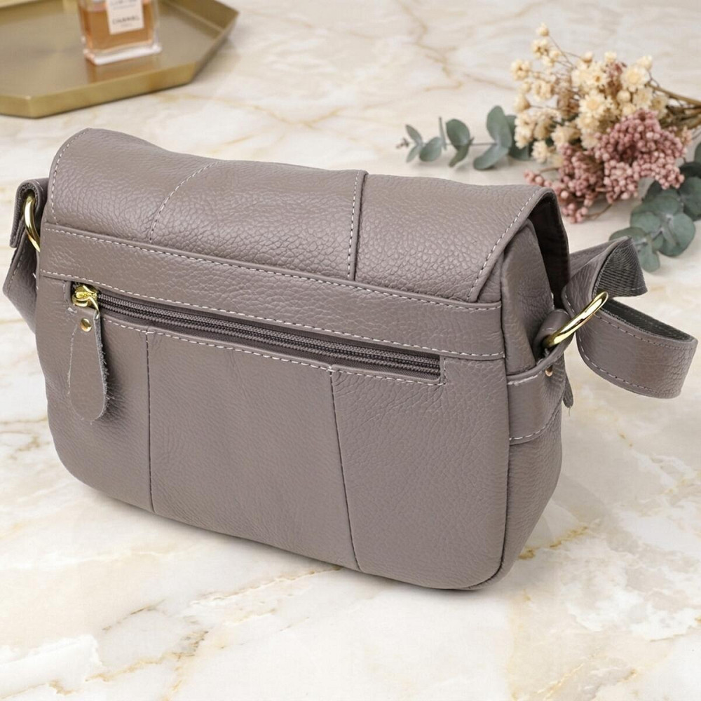 Сумка з натуральної шкіри для стильних жінок Vintage 22974 Сірий Київ - фото 14