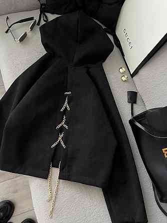 Жіноча стильна оверсайз кофта з ланцюжком щільний замш на ​​дайвінгу Одеса