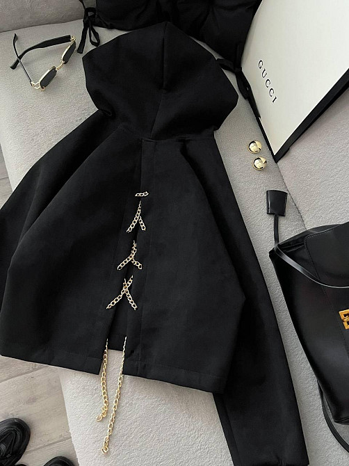 Жіноча стильна оверсайз кофта з ланцюжком щільний замш на ​​дайвінгу Одеса - фото 1