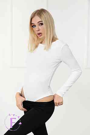 Жіночий трикотажний боді (рубчик) оптом | Розпродаж моделі 44, Білий Київ