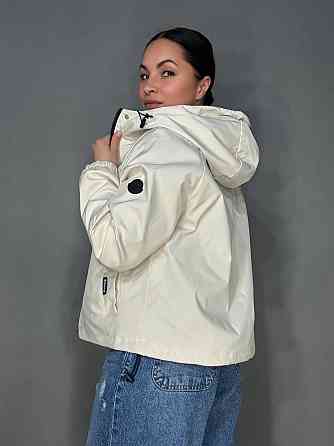 Куртка женская YZY 30128 ветровка оверсайз с капюшоном на подкладке one size, молочний, one size Киев