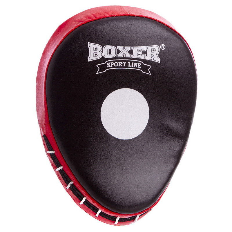 Лапа вигнута для боксу та єдиноборств BOXER 2010-01 розмір 19х23х4 см чорний-червоний Київ - фото 2