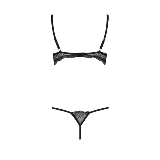 Комплект білизни Passion Exclusive VALERY SET OpenBra XXL/XXXL black, стрепи, трусики, відкритий ліф Львов