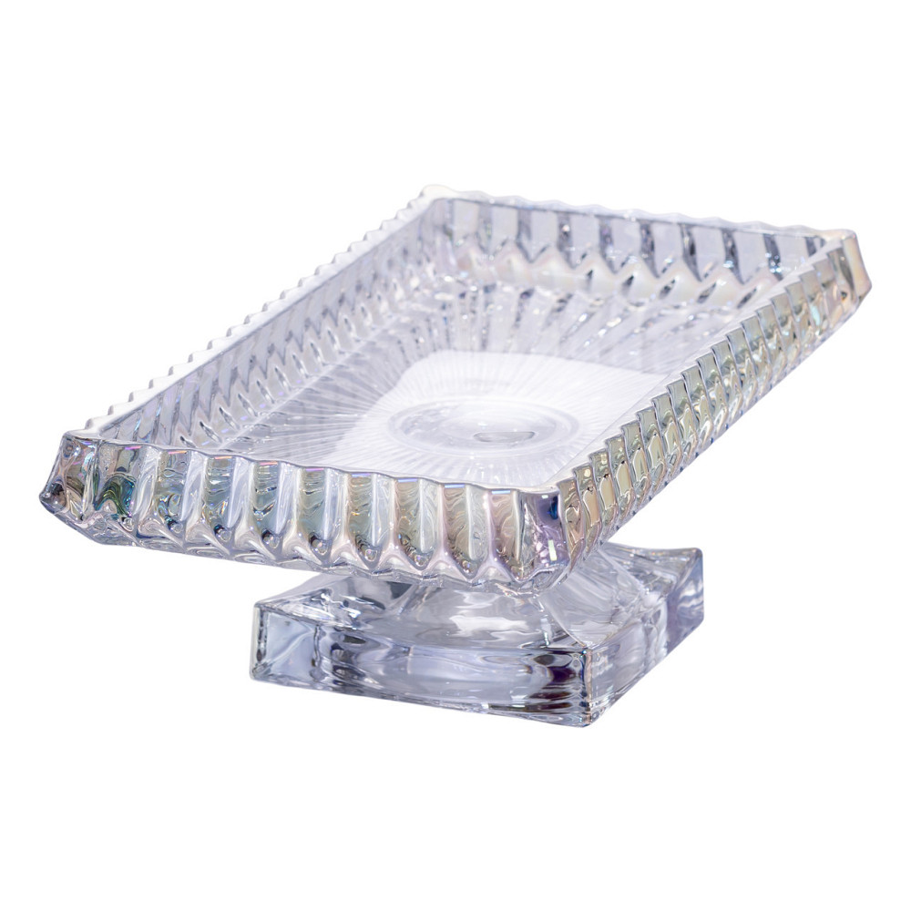 Фруктовниця скляна на ніжці 29х16.5х11 см прямокутна ваза для фруктів цукерниця Прозорий HP-19-151L Київ - фото 1