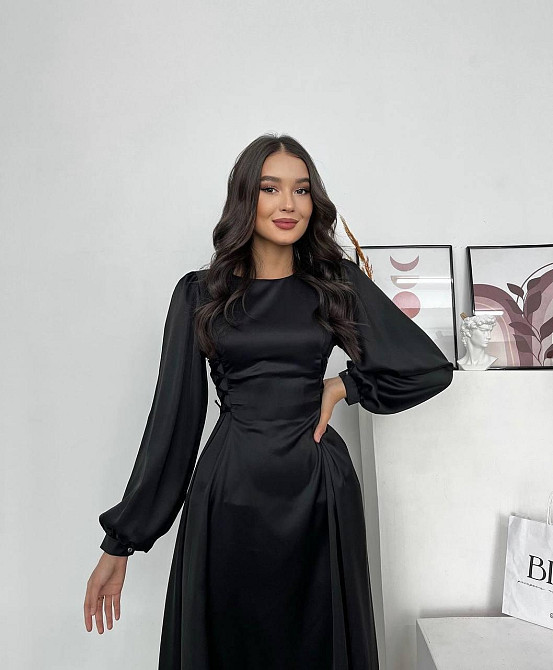 Женское элегантное миди платье со шнуровкой по бокам шелк Армани Одесса - изображение 3