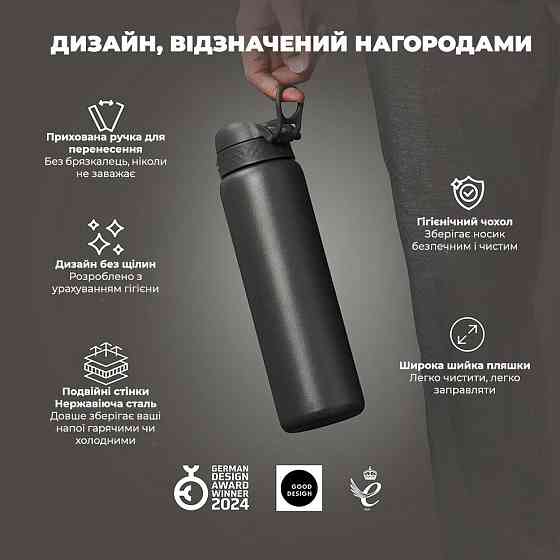 Пляшка для води металева вакуумна ION8 920 мл. Vacuum Insulated, Grey Кам'янське