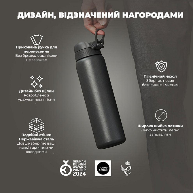 Пляшка для води металева вакуумна ION8 920 мл. Vacuum Insulated, Grey Кам'янське - фото 4