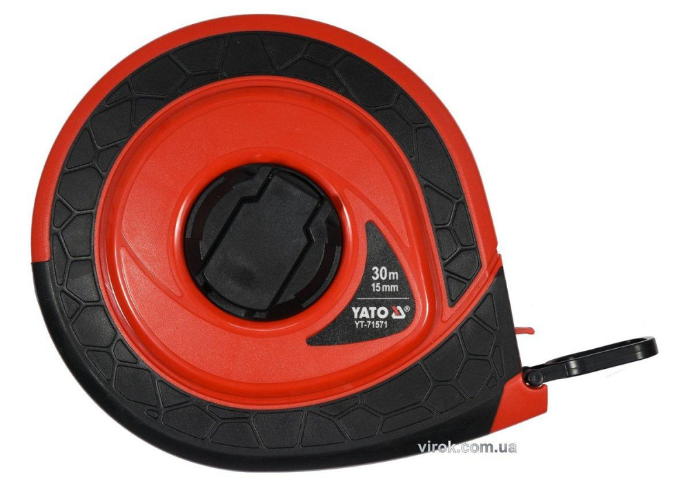 Рулетка вимірювальна скловолоконна YATO : L= 30 м, b= 15 мм, ручне змотування, закритий корпус [10] Одесса - изображение 1