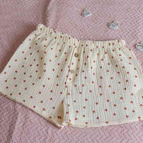 Муслінові чоловічі труси-шорти коричневі сердечка на ванільному 46 Кам'янець-Подільський