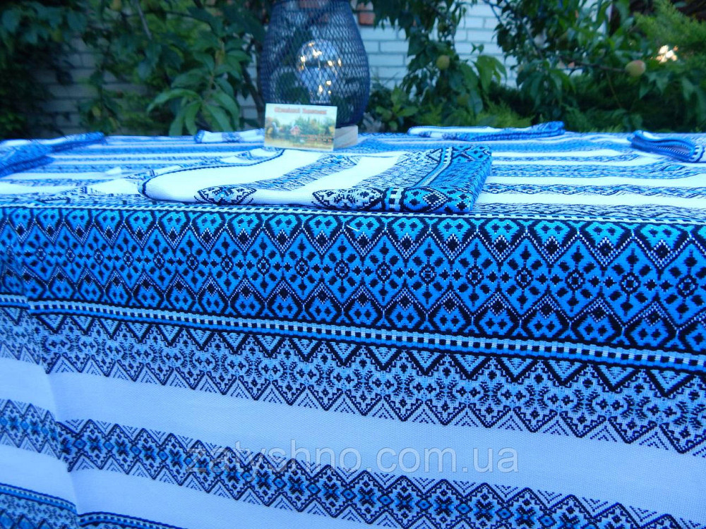 Синя вишита скатертина з серветками Київ - фото 8
