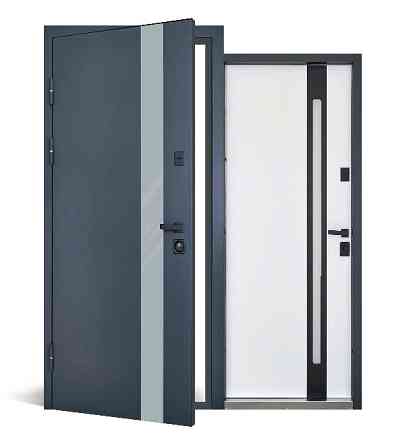 Вхідні двері Abwehr Defender Nordi Glass RAL 7021T+Vinorit Біла 960*2050 мм Стильні вхідні двері Київ