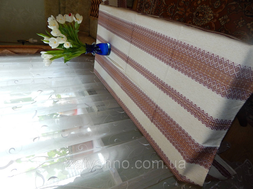 Кавова вишита скатертина льон Київ - фото 9