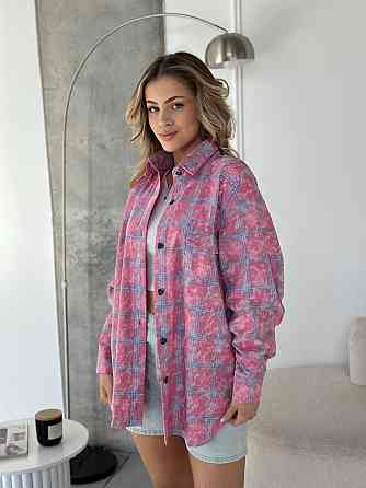 Женская трендовая оверсайз рубашка в клетку коттон варка Барби Одесса