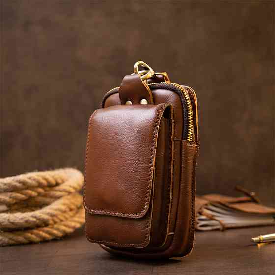 Барсетка поясная мужская Vintage 20417 Коричневая Киев