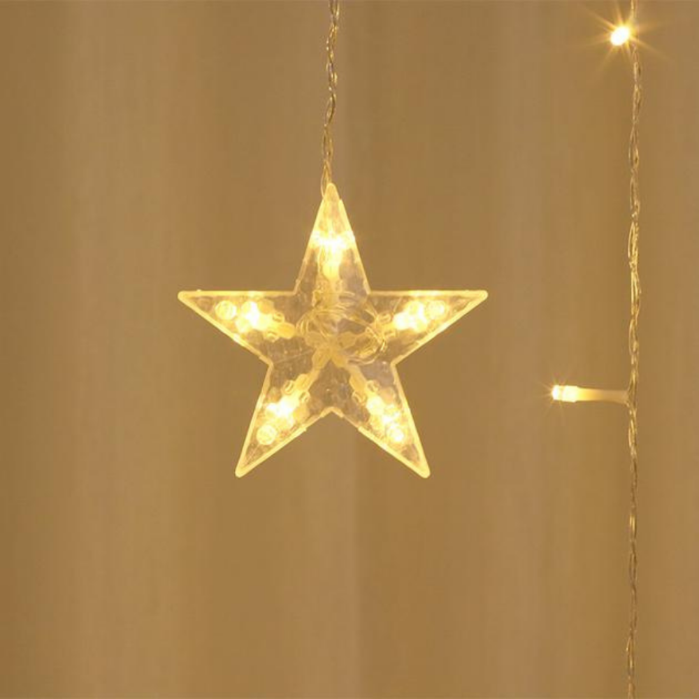 Світлодіодна гірлянда штора сніжинки Niki Light 3 метра завіса сніжинки та зірочки теплий білий Київ - фото 5