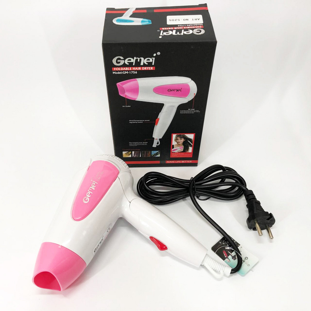 Фен с ионизацией и регулировкой температуры Gemei, Мощный универсальный фен без вреда для волос MS-75 Львов - изображение 1