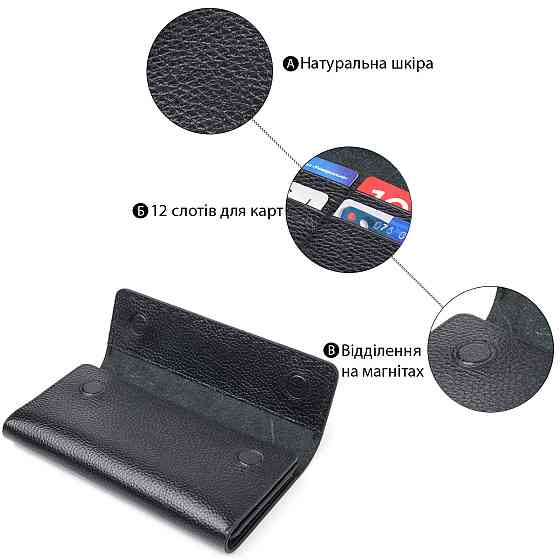 Функциональный женский кошелек из натуральной кожи CANPELLINI 21662 Черный Киев