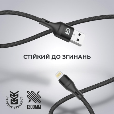 Дата кабель USB 2.0 AM to Lightning 1.0m AR87 3A black Armorstandart (ARM64037) Винница - изображение 2