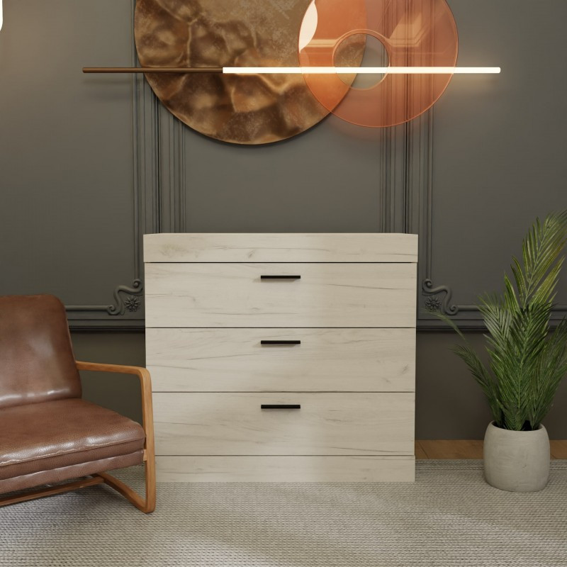 Комод Еверест на 3 ящики Соната-1 80х38х75 дуб крафт білий (DTM-2693) Львів - фото 1