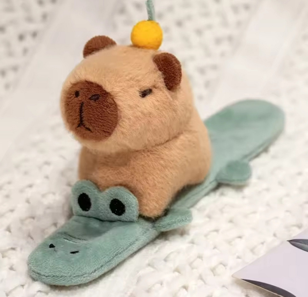 Мягкая игрушка на руку Капибара с крокодилом 25 на 10 см коричневый Киев - изображение 1