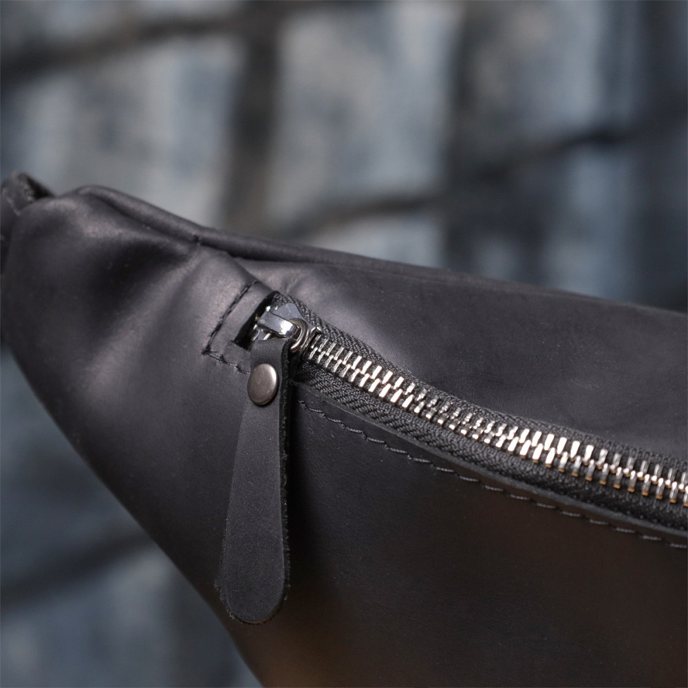 Надежная сумка бананка для мужчин из винтажной натуральной кожи Черный (SHVIGEL) Киев - изображение 4