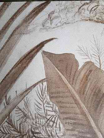 Шпалери вінілові Grandeco One roll one motif 1.59x2.8 панно пальми гілки банана коричневі на бежевому Київ