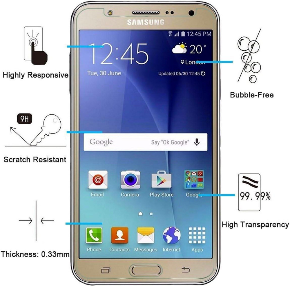 Защитное стекло p3-sm-j7 для Samsung J7 2015 прозрачное 3 шт закаленное 9H 0.33 мм HD олеофобное Киев - изображение 7