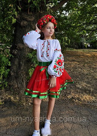 Вишиванка біло-червона з маками для дівчинки Кривий Ріг - фото 3