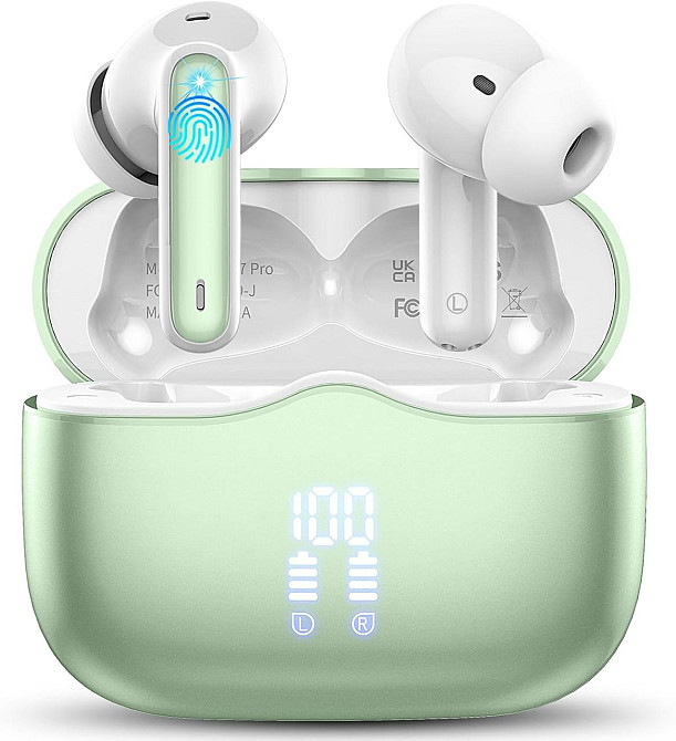 Беспроводные наушники Xinwld A97 Pro Bluetooth 5.3, 4 ENC-микрофона, 40 часов, LED, USB-C, IPX7, Grassgreen Киев - изображение 1