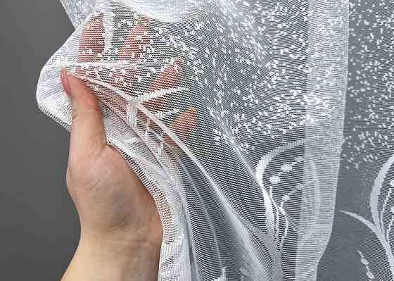 Короткий тюль, высотой 1,8м жаккард цвет белый 2007т Киев