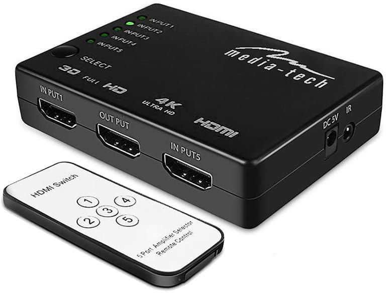 Комутатор HDMI 5xports HDMI switch, remote controlled, 4K resolution support Media-Tech Винница - изображение 1