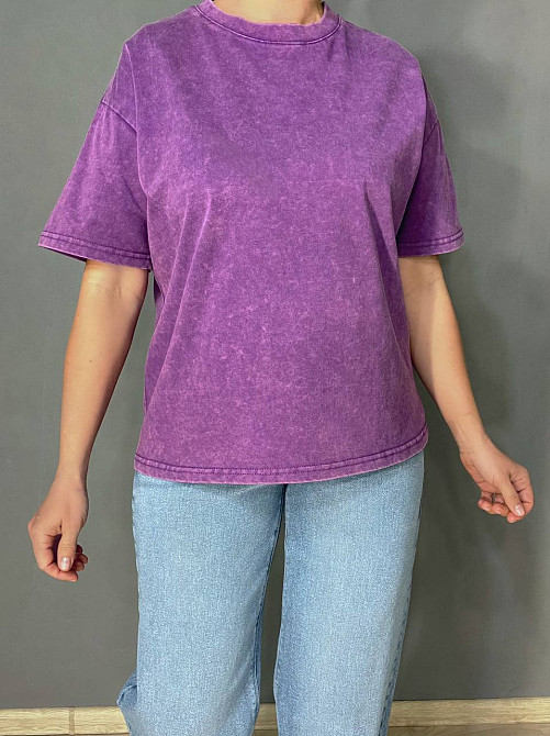 Футболка жіноча A-N 26662 тай-дай варена базова універсальна, фіолетовий, one size Одеса - фото 9