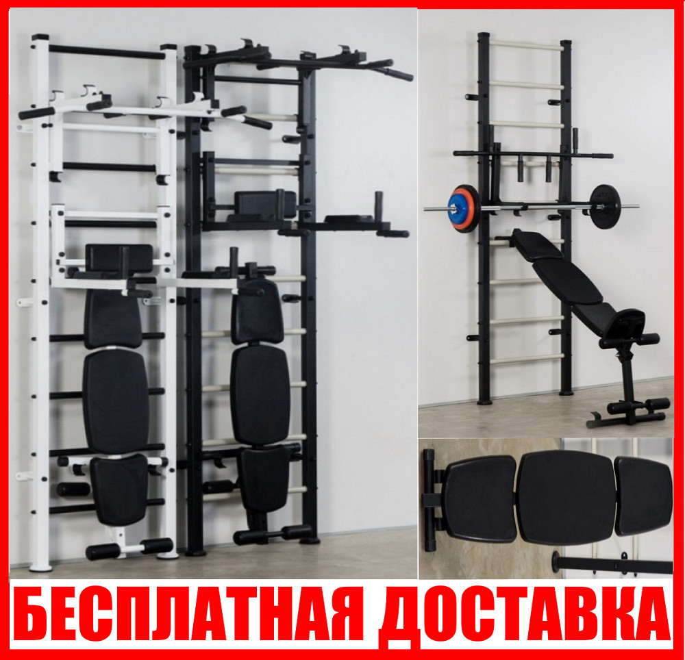 Шведская стенка спортивная Atlant Pro Black для детей и взрослых усиленная металлическая для всей семьи Каменское - изображение 1