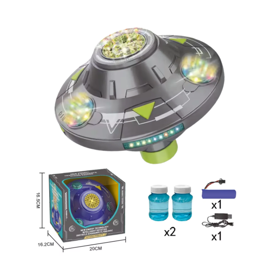 Генератор мильних бульбашок, бульбашкова машина на акумуляторі для дітей, космічна тарілка, сірий Кам'янець-Подільський