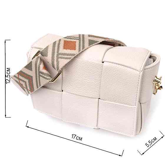 Вечерняя женская сумка с переплетами из натуральной кожи Vintage 22311 Белая Киев