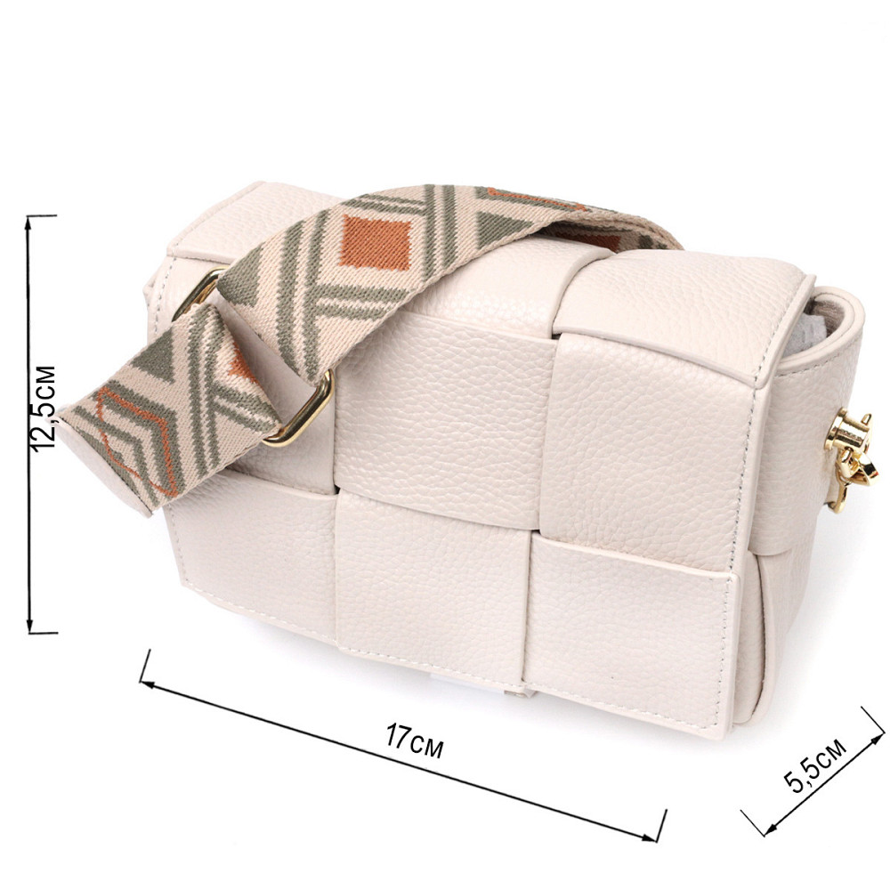 Вечерняя женская сумка с переплетами из натуральной кожи Vintage 22311 Белая Киев - изображение 3